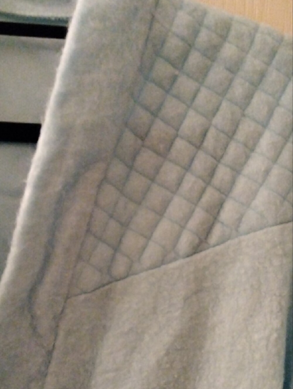 Light Blue Quilted Shoulder Long Robe - Picture 3 of 10